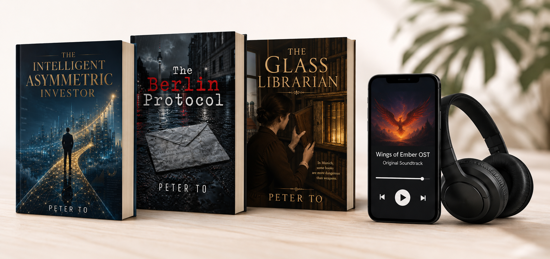 Bücher, Hörbuch- und Musikpanel von Peter To